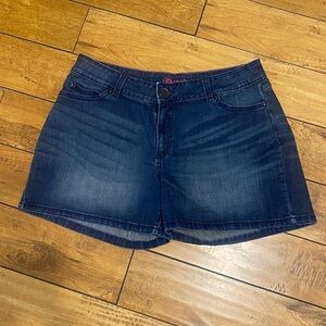 Wrangler Blue Denim Shorts with Pink Stitching